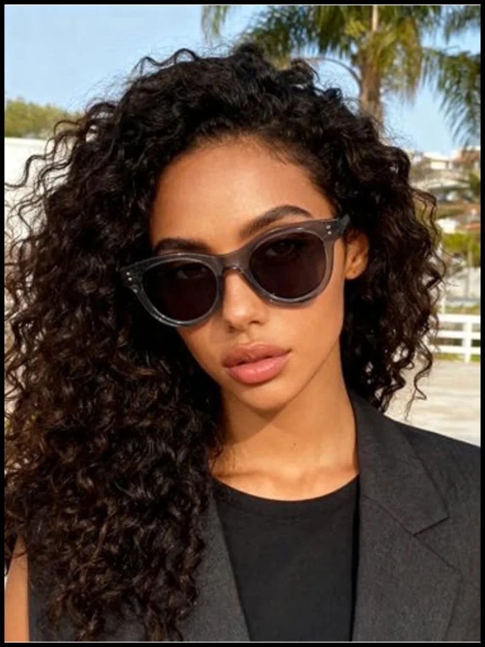 Round Polarized Acetate Sunglasses Retro Classic UV Protection